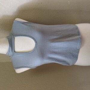 Enough About Me...Gray Mock Neck Keyhole Sleeveless Crop Top Size Medium